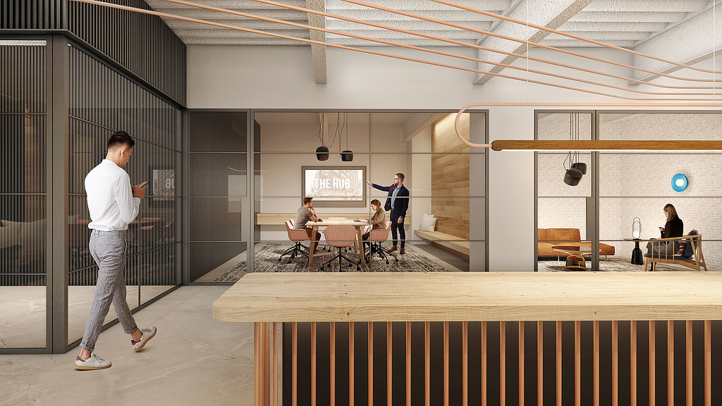 A person walking in a room.